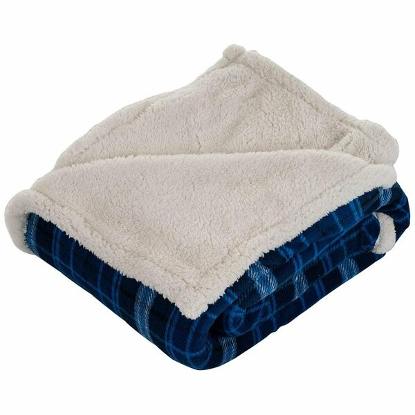 Bedford Home Fleece & Sherpa Throw Blanket; Blue 61A-18496